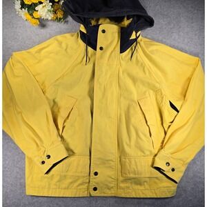 Vintage 90s River Trader Yellow‎ Navy Hooded Cotton Jacket Size S Coastal Fisher